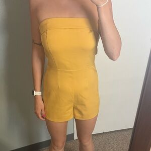 Strapless yellow romper